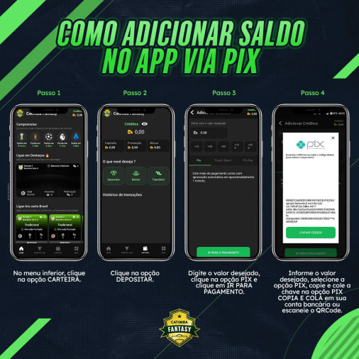 Catimba Fantasy - Como Adicionar Saldo via PIX