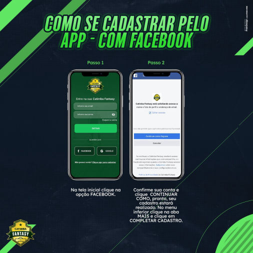 Catimba Fantasy - Como se cadastrar pelo Facebook